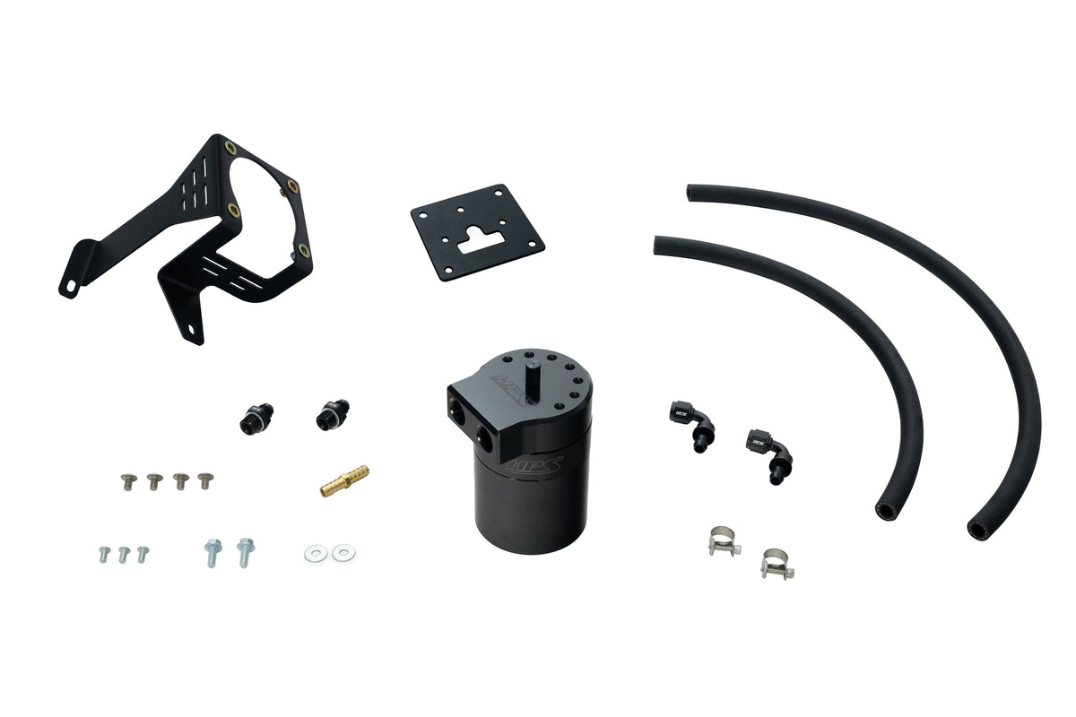 HPS Performance Aluminum Oil Catch Can Kit 2012-2015 Honda Civic Si 2.4L K24Z7, Black, 860-027WB