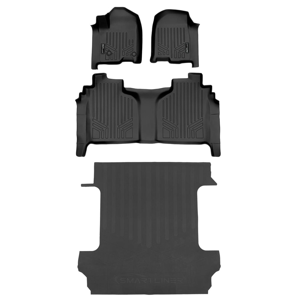 SmartCoverageTM Floor Liners For 2019-2026 Chevy Silverado 1500 Crew Cab (1st Row Bench) (OTH Coverage) | Carpet | [2nd Row Storage]