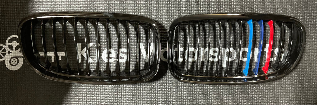 OPEN BOX - BMW E90/E91 (LCI) 2007-2012 Gloss Black W/ M Colors Kidney Grills