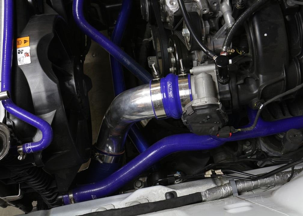 HPS Intercooler Hot Charge Pipe and Cold Side with Blue Hoses 15-17 Ford Mustang Ecoboost 2.3L Turbo, Black