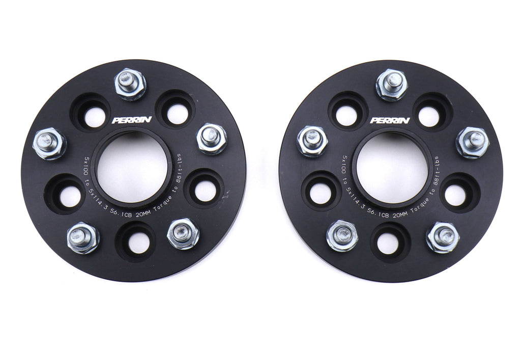 PERRIN 5x100 to 5x114.3 20mm Wheel Adapters Black - Subaru Models (inc. 2002-2014 WRX)