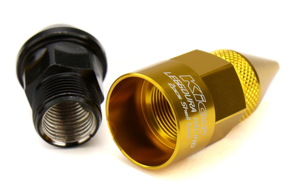 Project Kics Leggdura Racing Dangan Shell Type Lug Nut and Lock Set M12X1.25 Gold - Universal