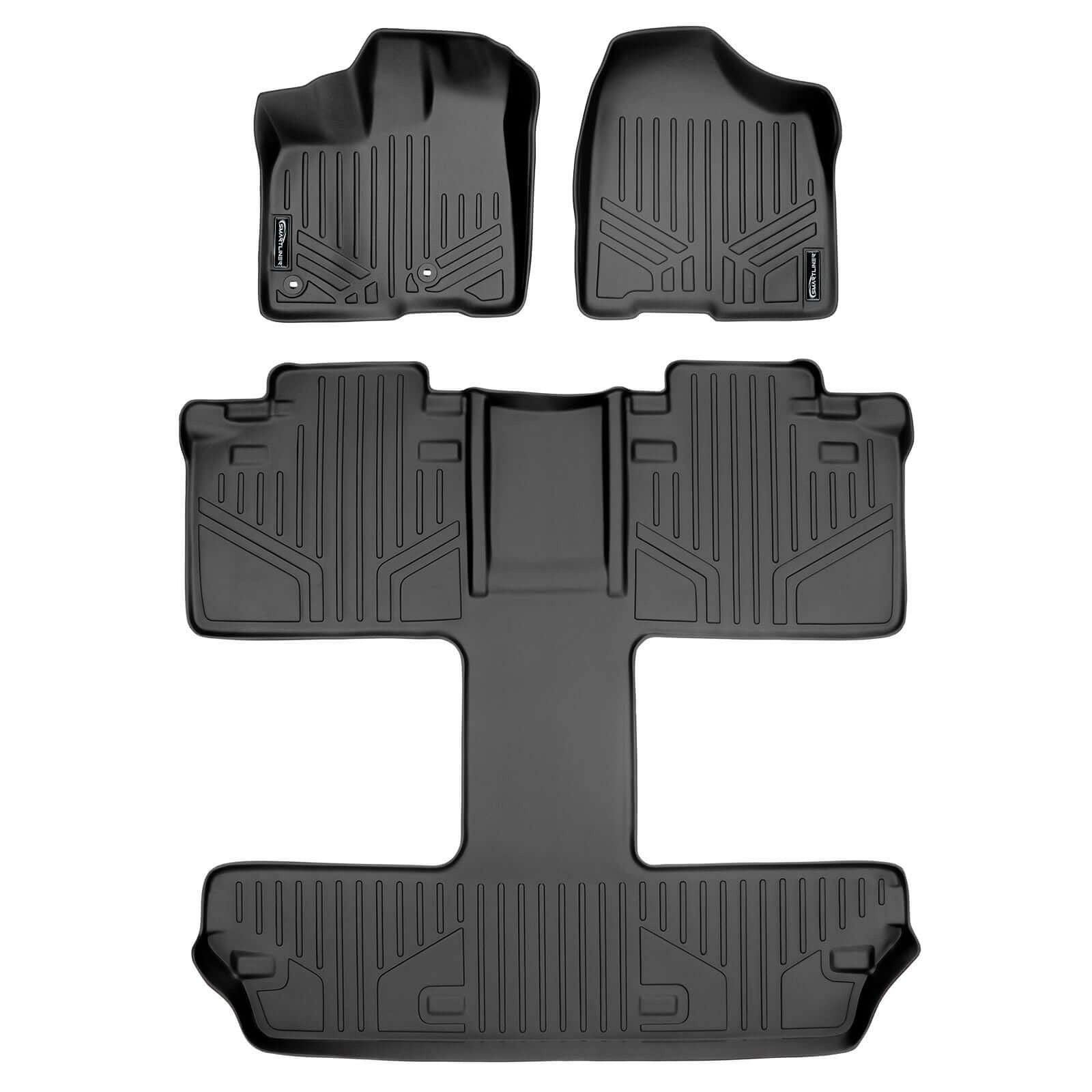Smart TrimTM Floor Liners For 2013 2020 Sienna 7 Passenger Model with Power Folding 3rd Row Seats