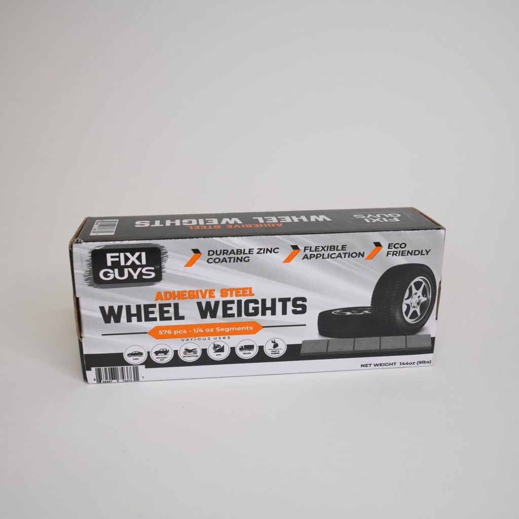 Fixi Guys Wheel adhesive weights: 1/4 ounce, 0.25 ounces (576 pieces, 144 ounces/box) low profile, easy to peel, tire weights for cars, trucks, SUVs, motorcycles