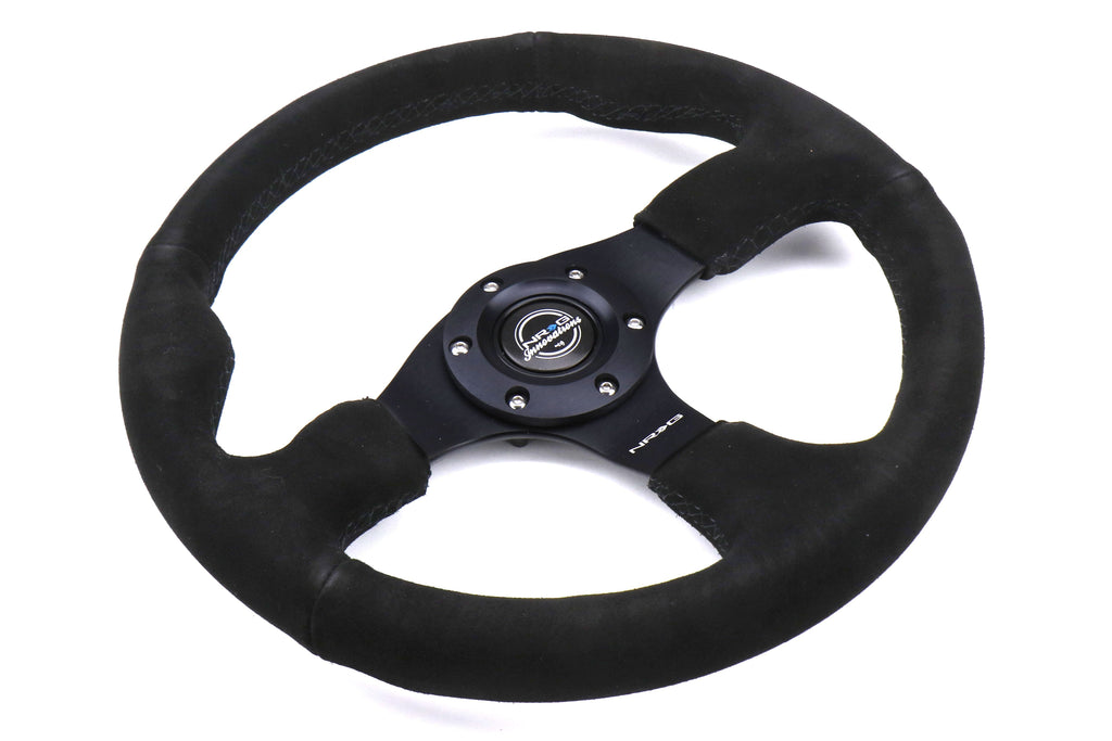 NRG Race Style Suede Steering Wheel 320mm w/ Black Stitching - Universal
