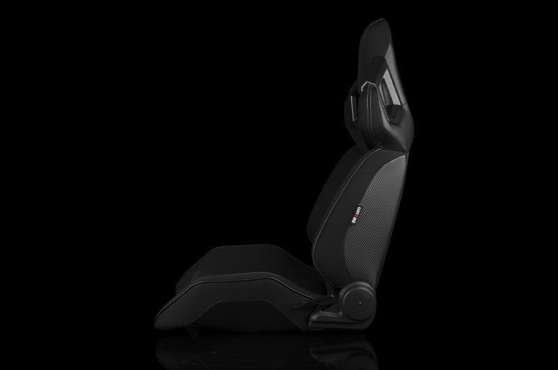 Braum Alpha X Series Sport Seats - Black Polo Fabric (Grey Stitching) Pair - Universal