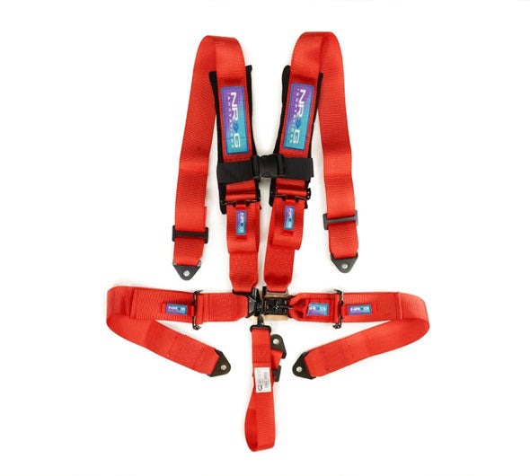 NRG Innovations SFI 16.1 5pt 3 inch Seat Belt Harness with pads / Latch Link - Red 12/22