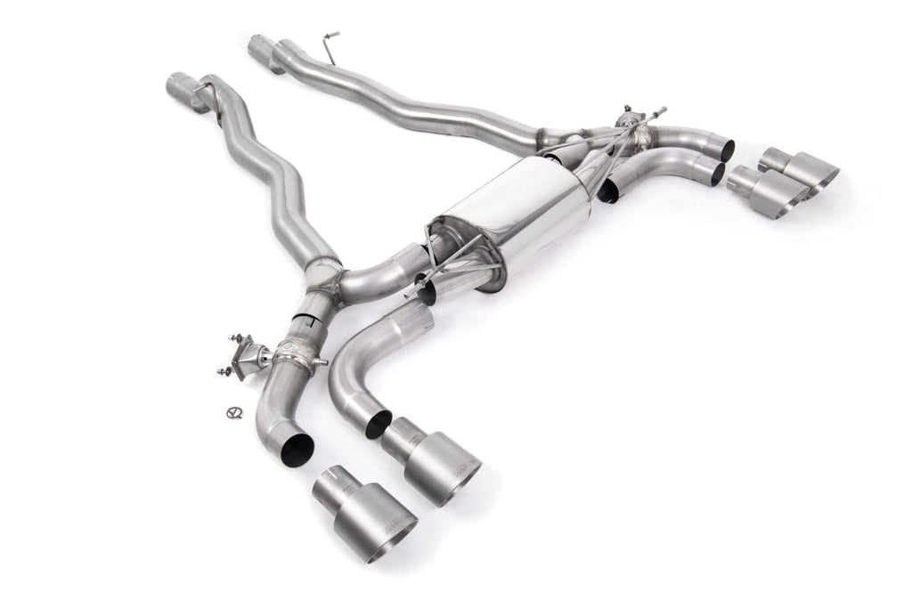 MILLTEK F90 M5 OPF/GPF BACK SYSTEM WITH BRUSHED TITANIUM GT-100 TRIMS - ECE APPROVED