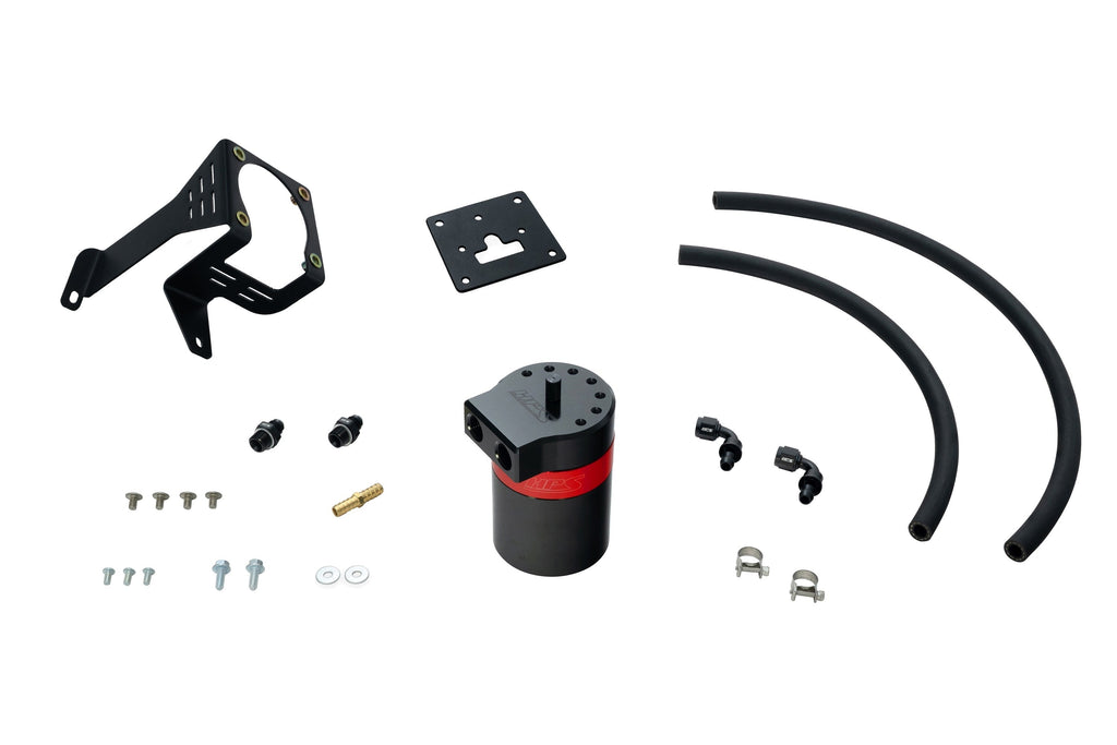 HPS Performance Aluminum Oil Catch Can Kit 2012-2015 Honda Civic Si 2.4L K24Z7, Red, 860-027