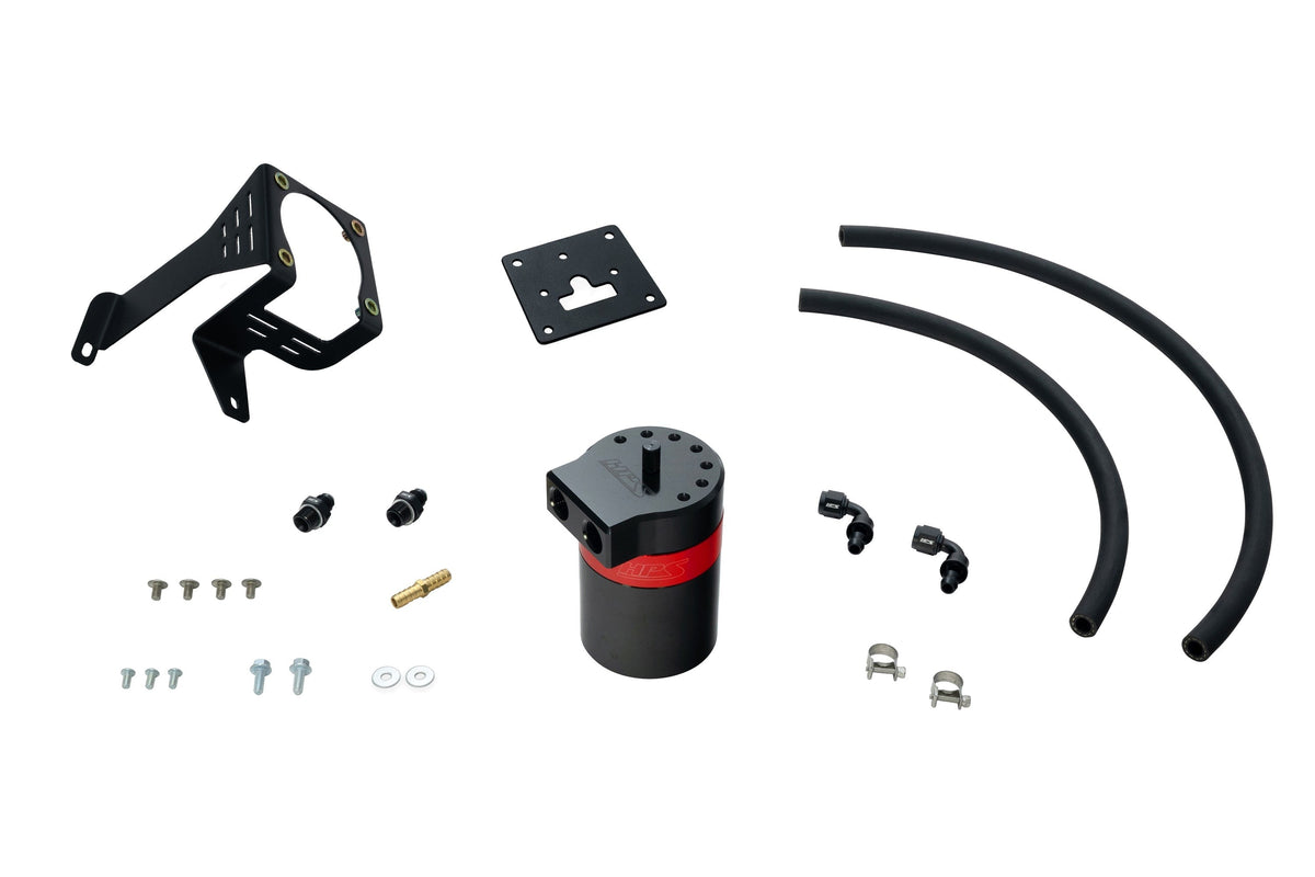HPS Performance Aluminum Oil Catch Can Kit 2012-2015 Honda Civic Si 2.4L K24Z7, Red, 860-027