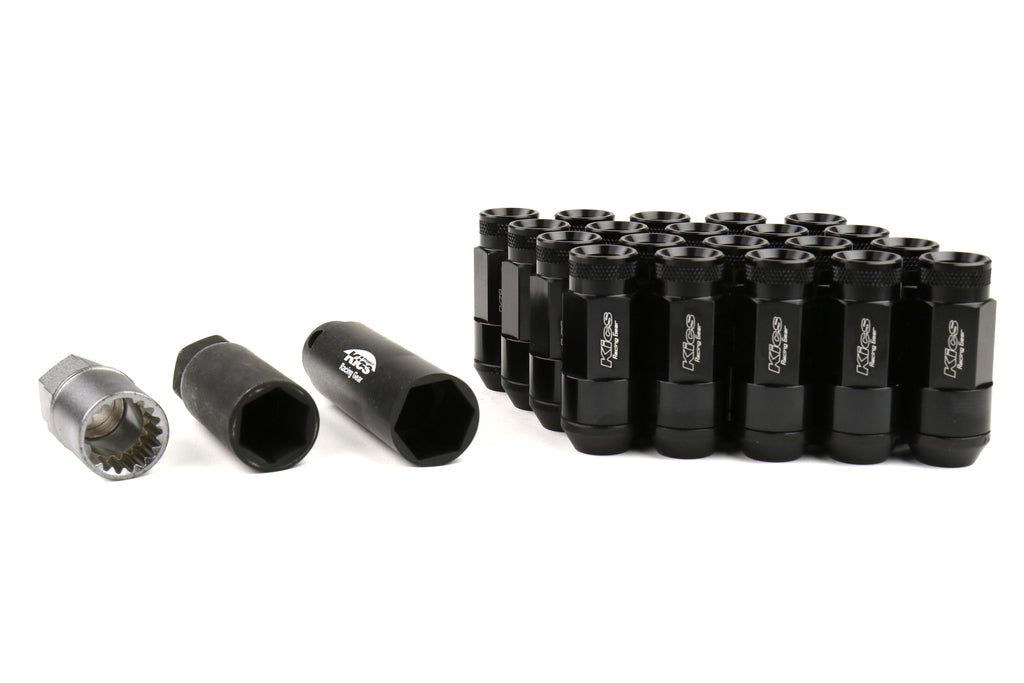 Project Kics Leggdura Racing Shell Type Lug Nut Set 53mm Open-End Look 12X1.25 Black - Universal