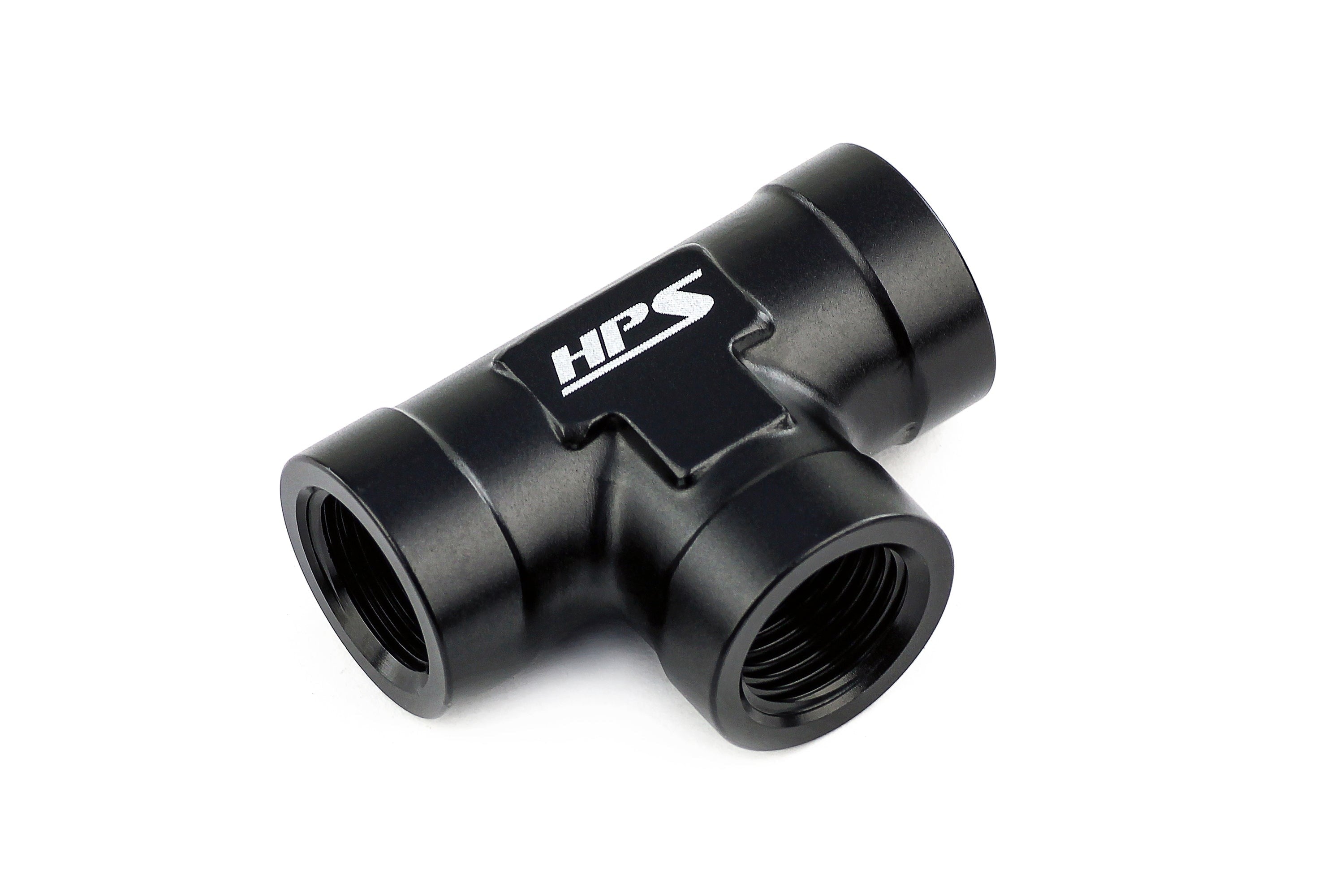 HPS Performance NPT Female Tee Coupler Adapter, Aluminum, Black