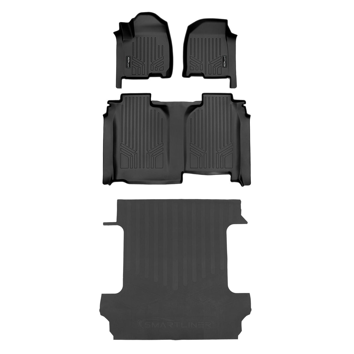 SmartCoverageTM Floor Liners For 2019-2026 Chevy Silverado 1500 Crew Cab (1st Row Bench) (No OTH) | Vinyl | [No 2nd Row Storage]