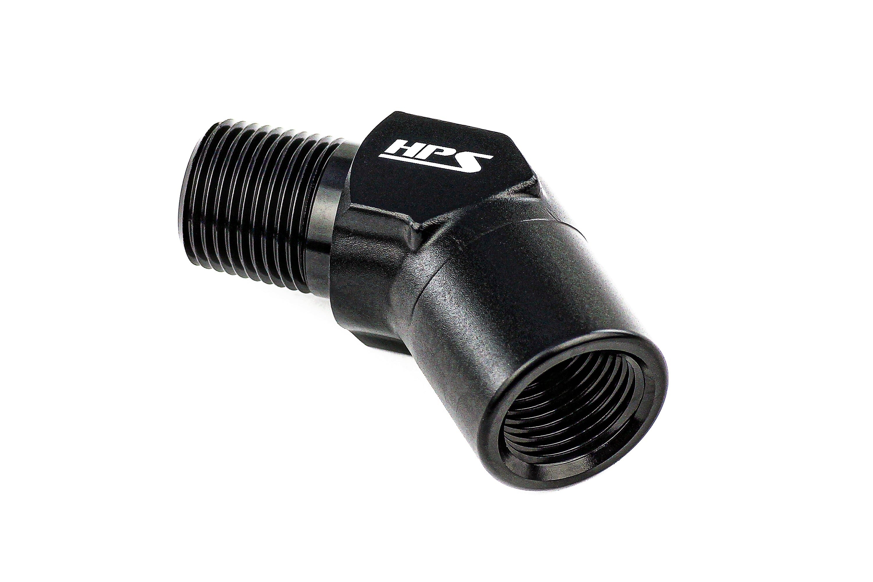HPS Performance NPT Male To NPT Female Adapter, Aluminum, Black