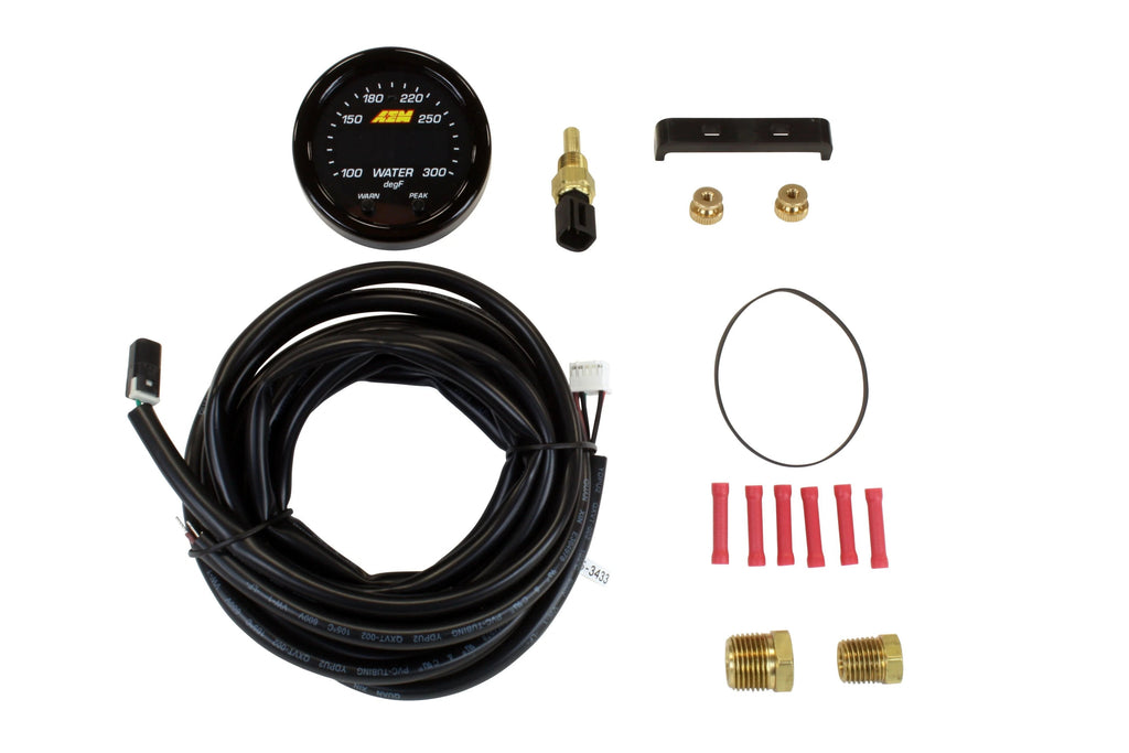 AEM X-Series 100-300F Temperature Gauge - Black Bezel / Black Face - Universal