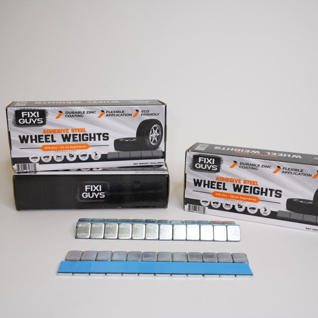 Fixi Guys Wheel adhesive weights: 1/4 ounce, 0.25 ounces (576 pieces, 144 ounces/box) low profile, easy to peel, tire weights for cars, trucks, SUVs, motorcycles