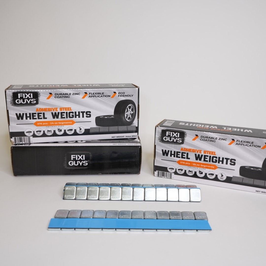 Fixi Guys Wheel adhesive weights: 1/4 ounce, 0.25 ounces (576 pieces, 144 ounces/box) low profile, easy to peel, tire weights for cars, trucks, SUVs, motorcycles