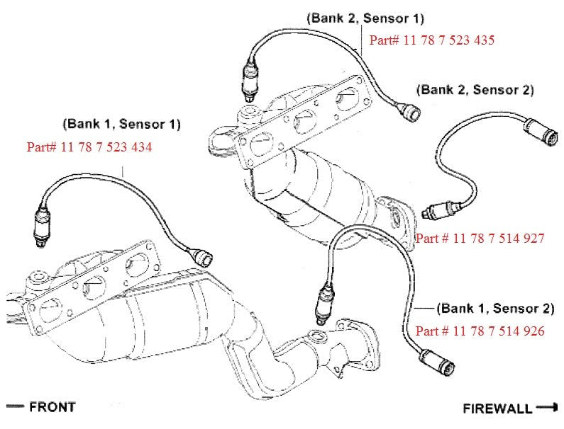 BMW E60 5-Series O2 Sensor Post Cat OEM 11787514926 or 11787514927 (2004-2005)