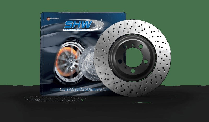 SHW 2021 Porsche 911 Turbo 3.7L Left Front Cross-Drilled Lightweight Brake Rotor (992615301T)