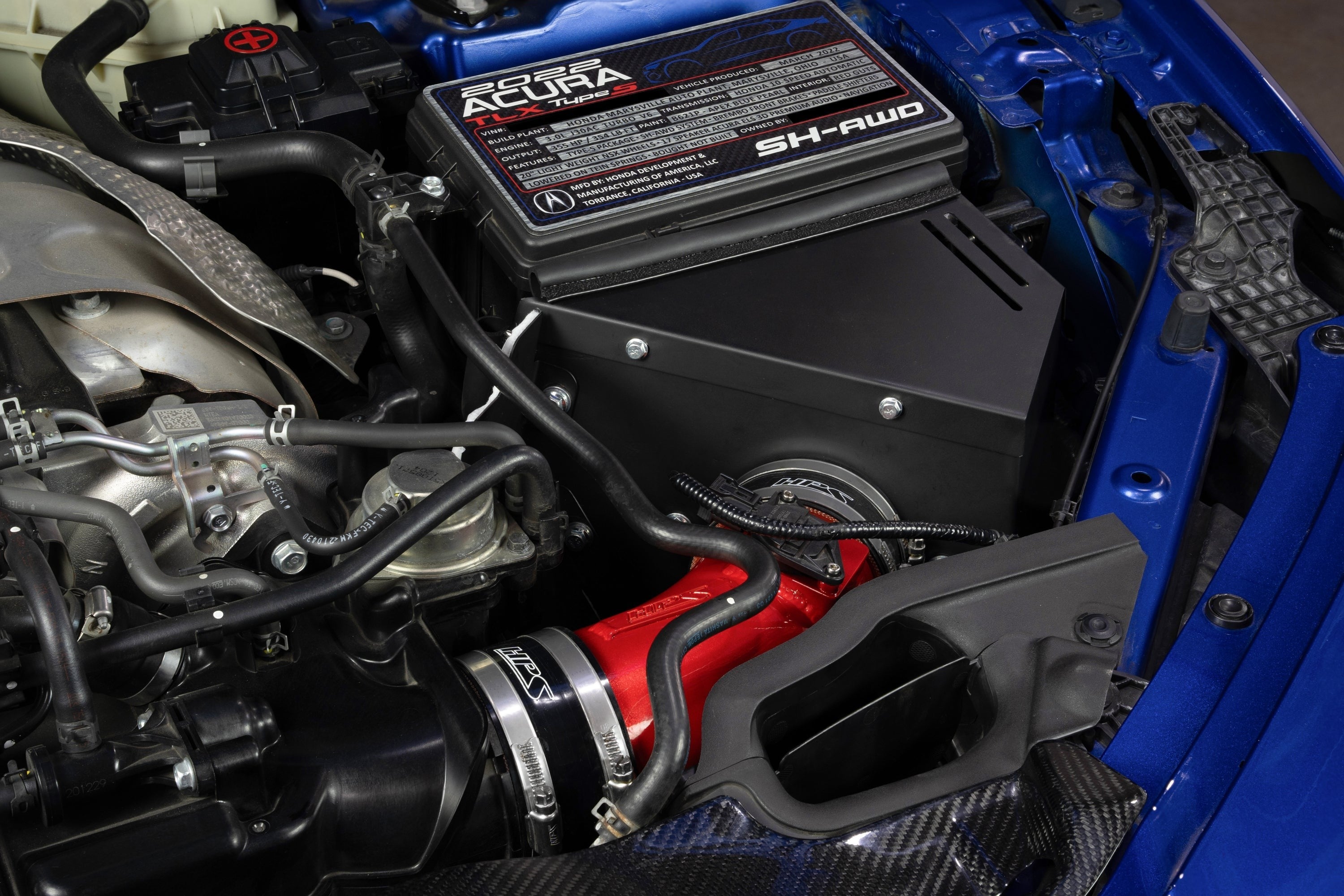 HPS Performance Air Intake Kit with Heat Shield, 2021-2025 Acura TLX Type S 3.0L Turbo, Black, 827-783WB