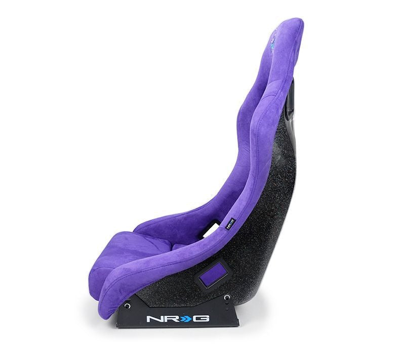 NRG Innovations FRP Bucket Seat PRISMA Edition with pearlized back. All Black alcantara vegan material. (Medium) - Universal