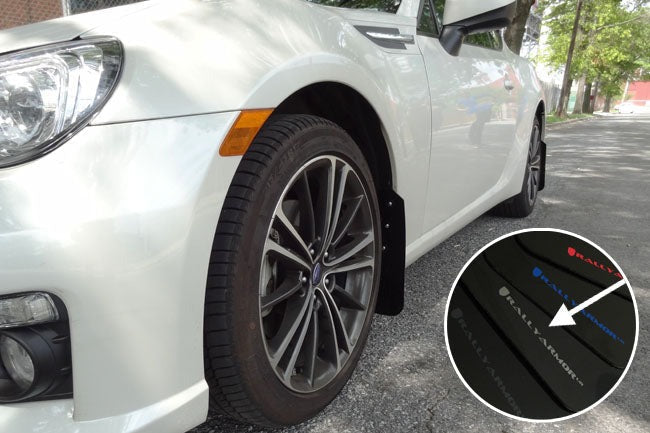 Rally Armor UR Mudflaps Black Urethane Silver Logo - 2013-2021 Scion FR-S / Subaru BRZ / Toyota 86