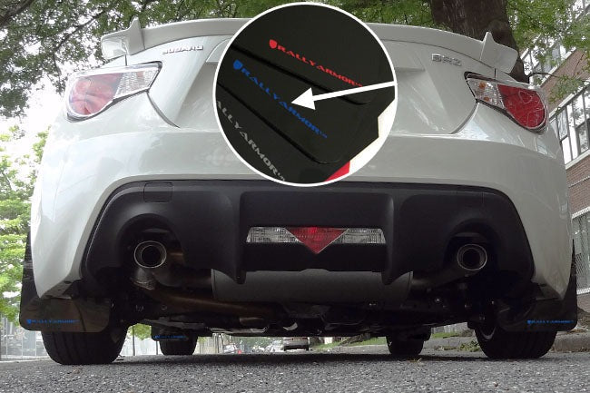Rally Armor UR Mudflaps Black Urethane Blue Logo - 2013-2016 Scion FR-S / 2013-2024 Subaru BRZ / 2017-2024 Toyota 86