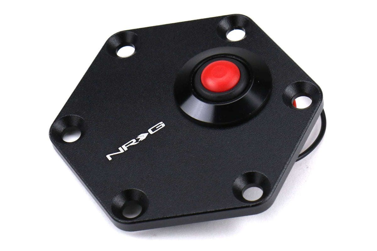 NRG Hexagonal Style Black Ring With Horn Button - Universal