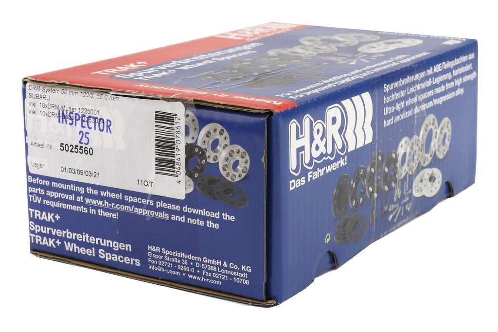 H&R Springs Trakplus Wheel Spacer 5x100 25mm Pair - Subaru Models (inc. 2002-2014 WRX)