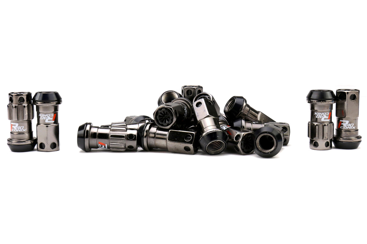 Project Kics R40 16+4 Iconix Locking Lug Nut Set w/ Black Plastic Caps M12x1.25 - Universal