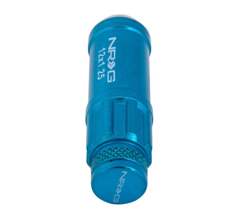 NRG 700 Series M12 X 1.25 Steel Lug Nut w/Dust Cap Cover Set 21 Pc w/Locks & Lock Socket - Blue