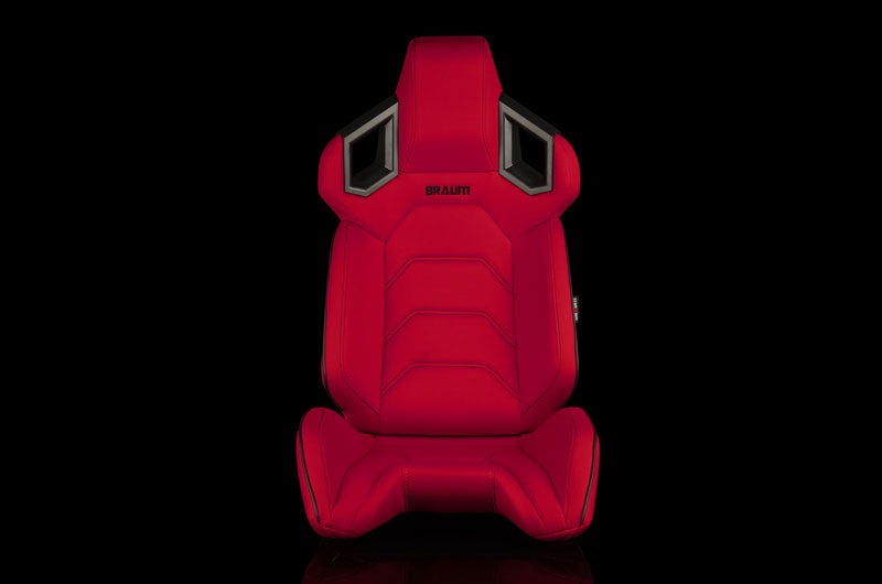 Braum Alpha X Series Sport Seats - Red Polo Fabric (Black Stitching) Pair - Universal