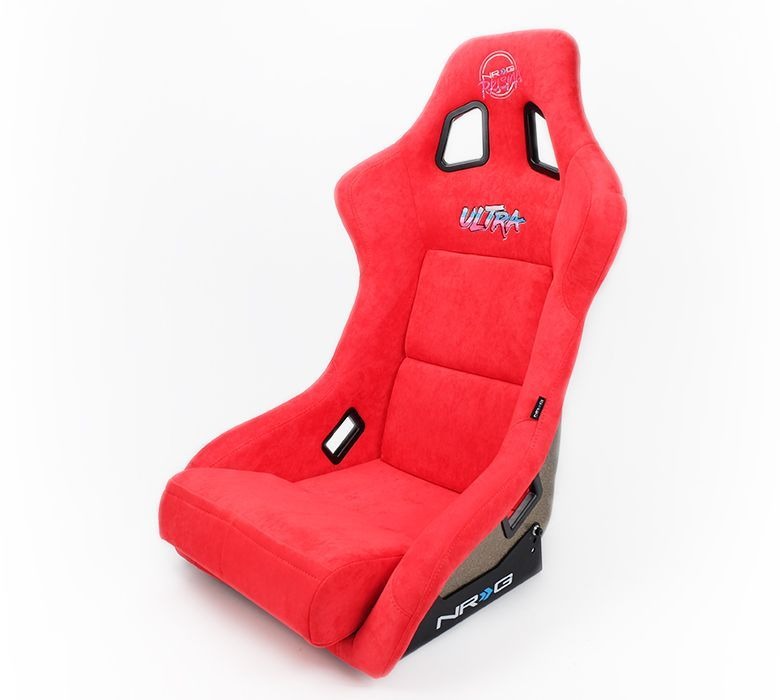 NRG Innovations FRP Bucket Seat ULTRA Edition with pearlized back, Red Alcantara material - Universal