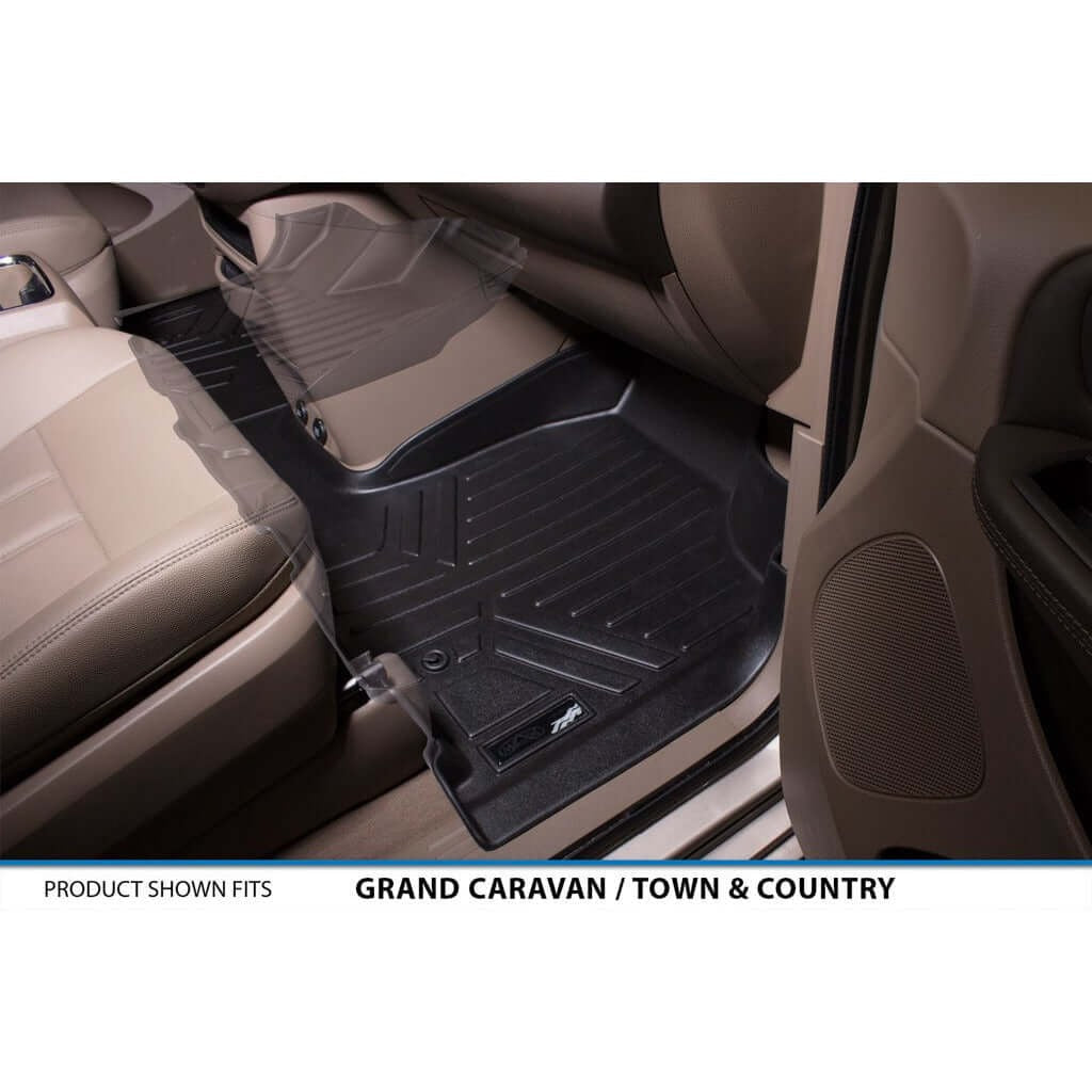 Smart TrimTM Floor Liners For 2013-2020 Dodge Grand Caravan (2nd Row Bucket) and no Super Console