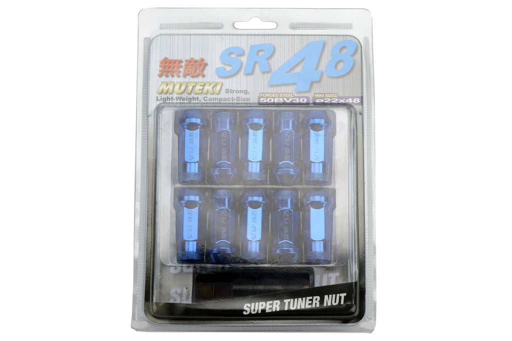 Muteki SR48 Chrome Blue Open Ended Lug Nuts 12X1.25 - Universal