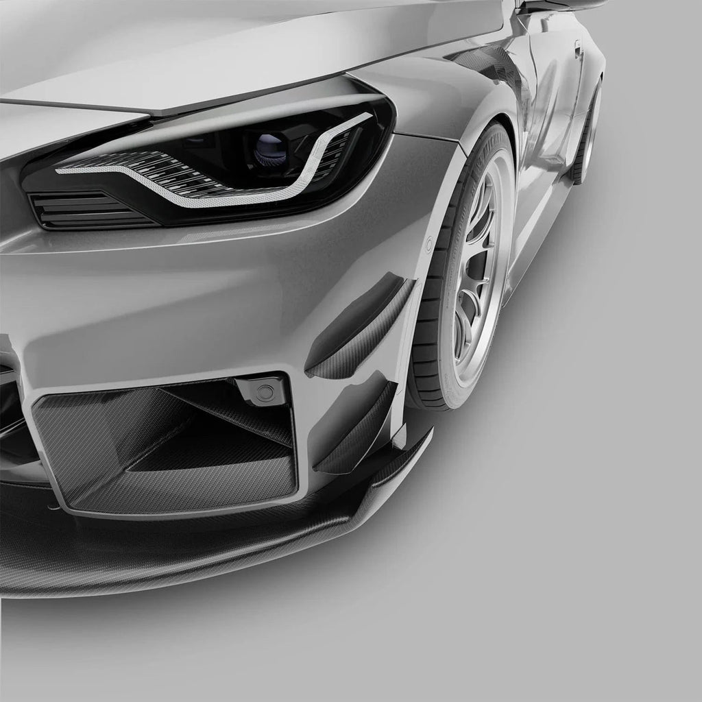 Revozport Carbon Fiber Front Bumper Canards for BMW G87 M2
