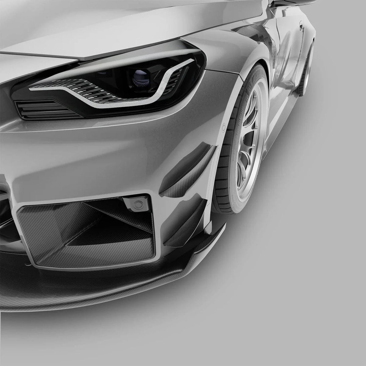 Revozport Carbon Fiber Front Bumper Canards for BMW G87 M2