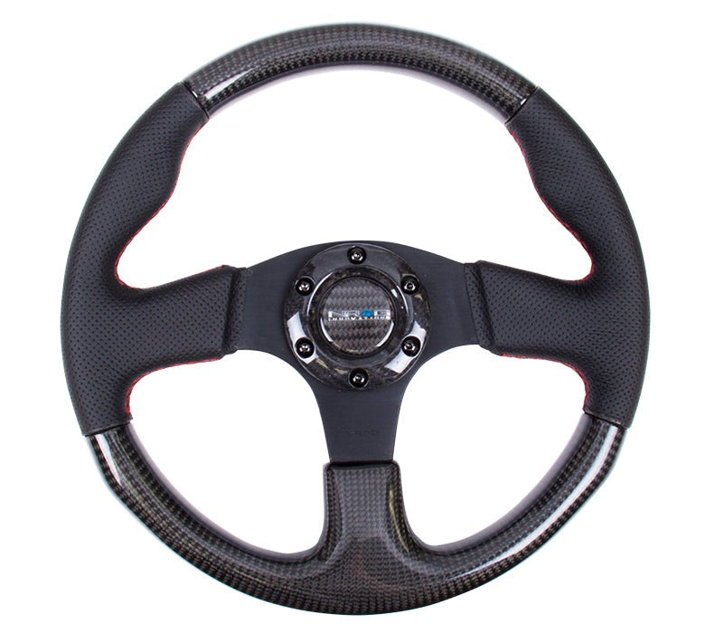 NRG 315mm Carbon Fiber Steering Wheel With Red Stitching - Universal