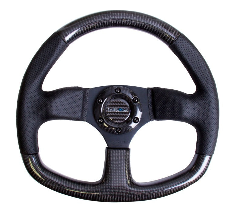 NRG Flat Bottom Carbon Fiber Steering Wheel 320mm Carbon Fiber Center Plate - Universal