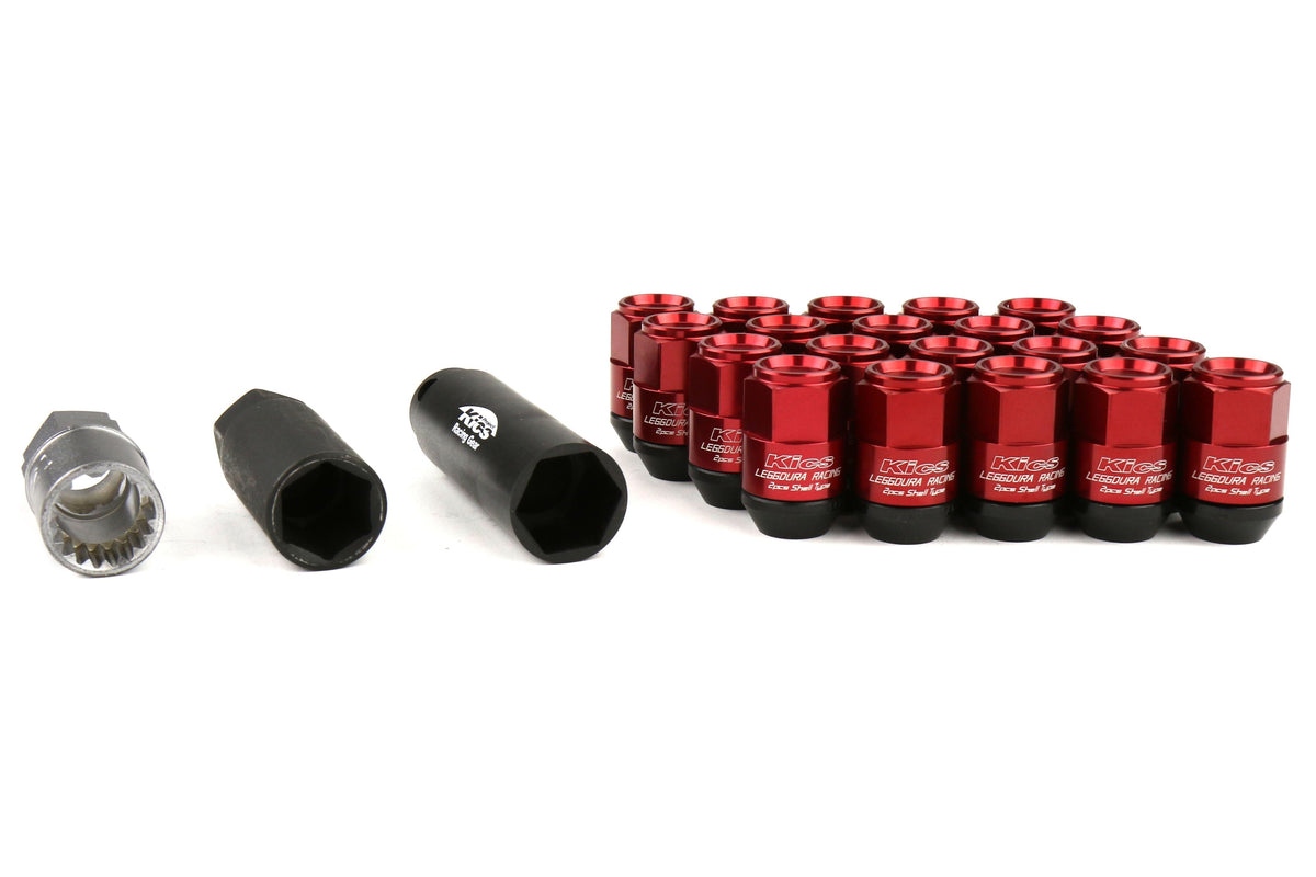 Project Kics Leggdura Racing Shell Type Lug Nut Set 35mm Closed-End Look 12X1.25 Red - Universal