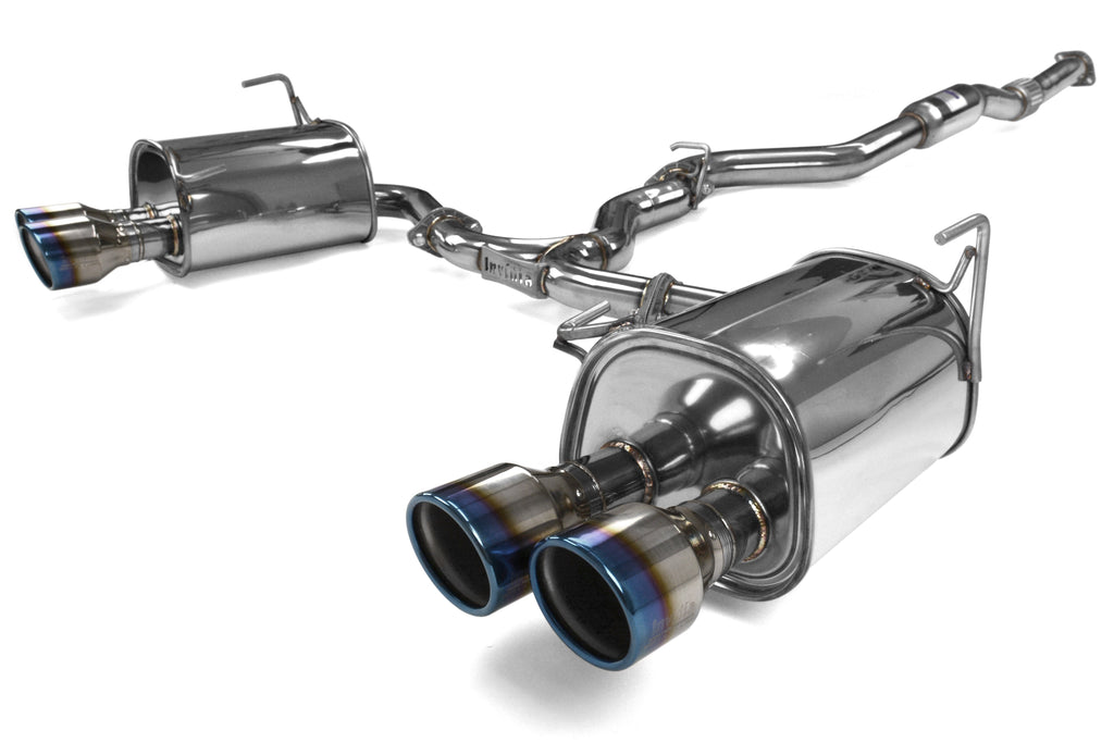 Invidia 4Dr Q300 Twin Outlet Rolled Titanium Burnt Quad Tip Cat-Back Exhaust - Titanium Tips - 2015-2021 Subaru WRX / STI