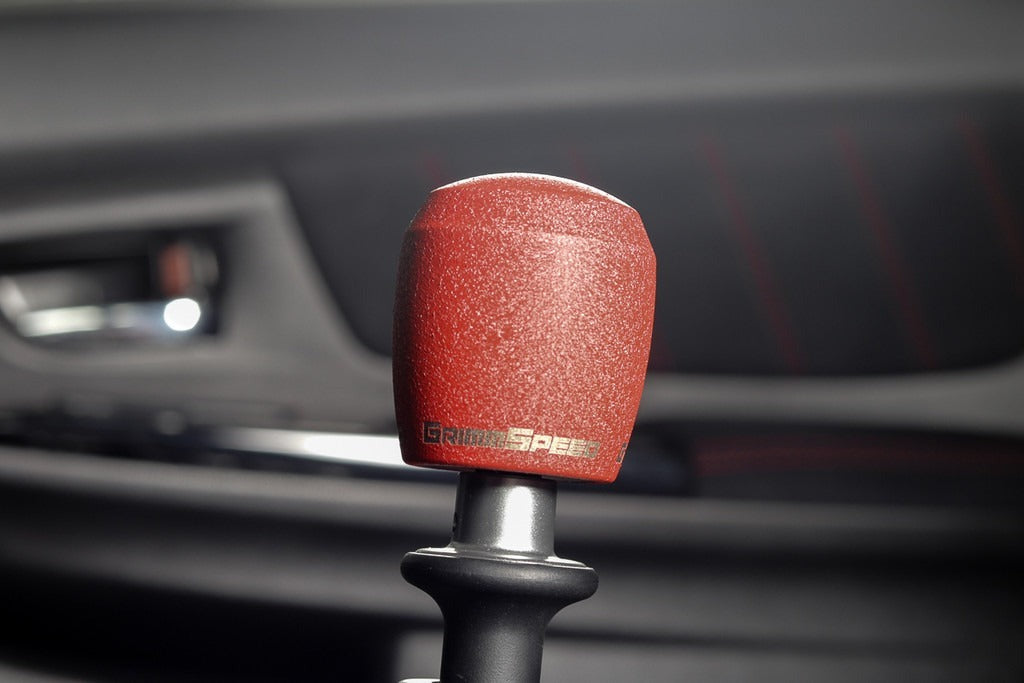 GrimmSpeed Stubby Shift Knob - Stainless Steel Red - M12x1.25 - Manual Subaru/Ford