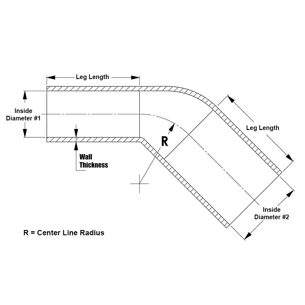 HPS 3-3/4" - 4" Silicone 45 Degree Elbow Reducer Coupler Hose, High Temp 4-ply Reinforced, 95mm - 102mm ID