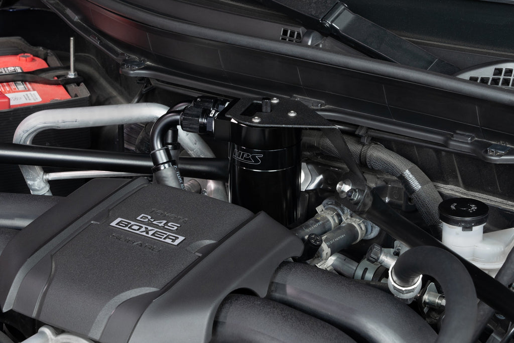 HPS Performance Aluminum Oil Catch Can Kit 2022-2025 Subaru BRZ 2.4L FA24D, Black, 860-026WB