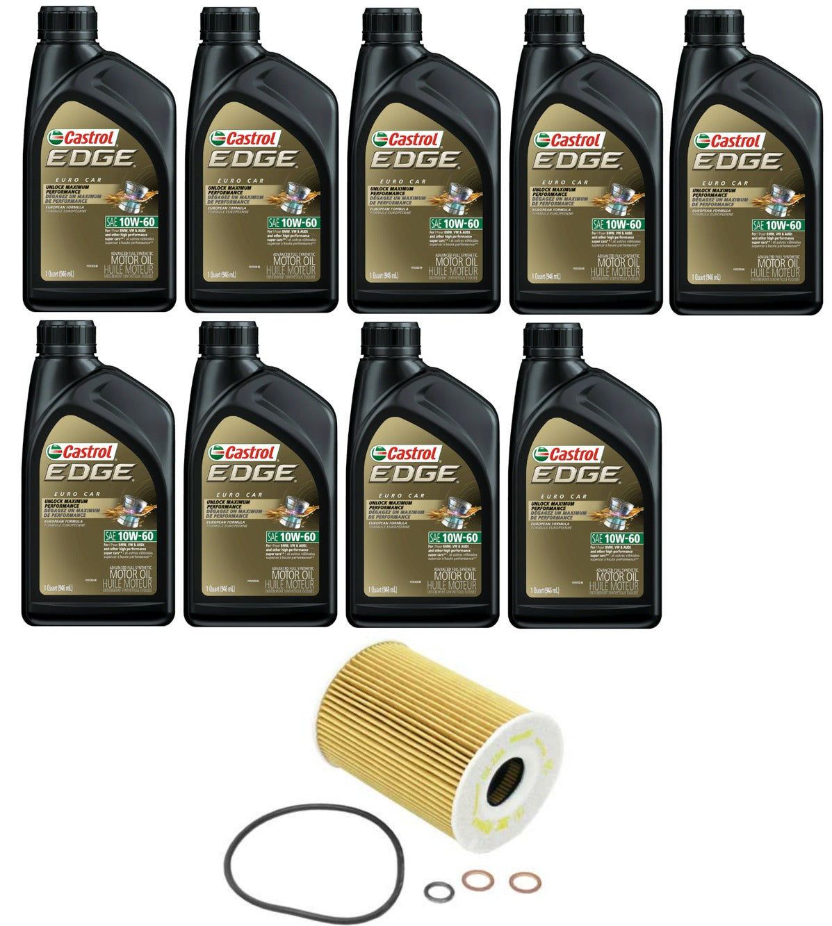 BMW E9X M3 Engine Engine Oil Filter Service Kit By Castrol 10W60 (2008-2013) 83215A2AFD7