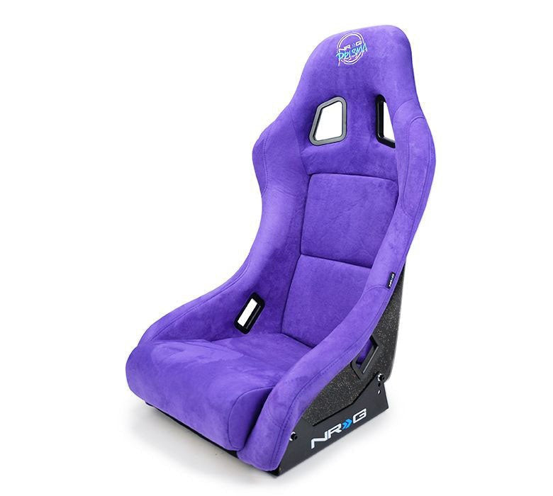 NRG Innovations FRP Bucket Seat PRISMA Edition with pearlized back. All Black alcantara vegan material. (Medium) - Universal
