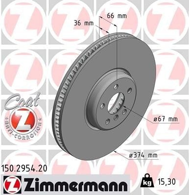 BMW G05 X5 M Sport Brake Front Brake Rotor By Zimmermann 34116875283 or 34116875284