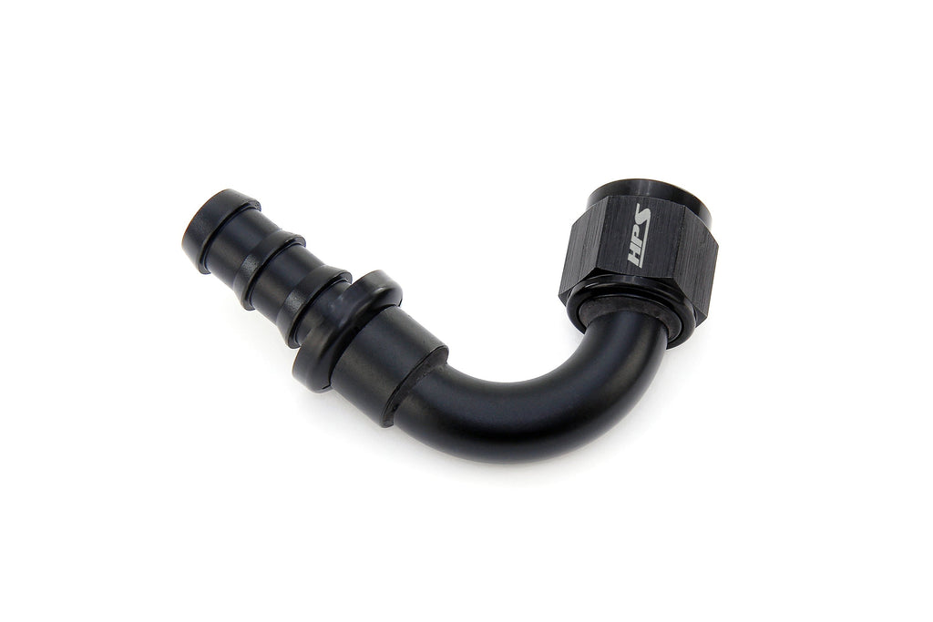 HPS Performance Push-on Hose End to AN Female, Aluminum, Black