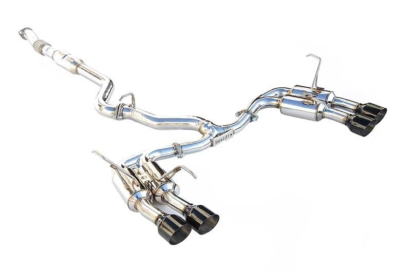 Invidia Gemini R400 Quad Tip Exhaust - Black Tips - 2015-2021 Subaru WRX / STI