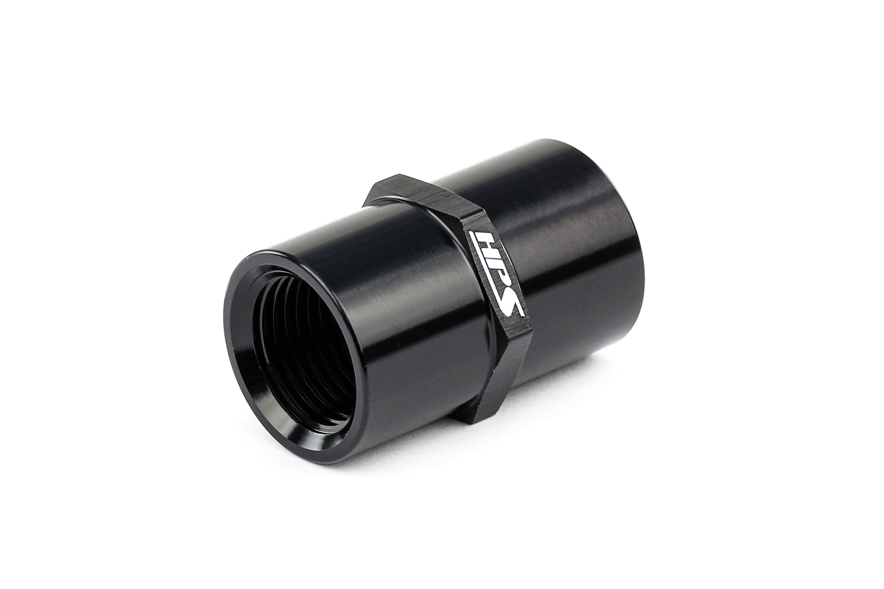HPS Performance Straight NPT Female To NPT Female Coupler Adapter, Aluminum, Black